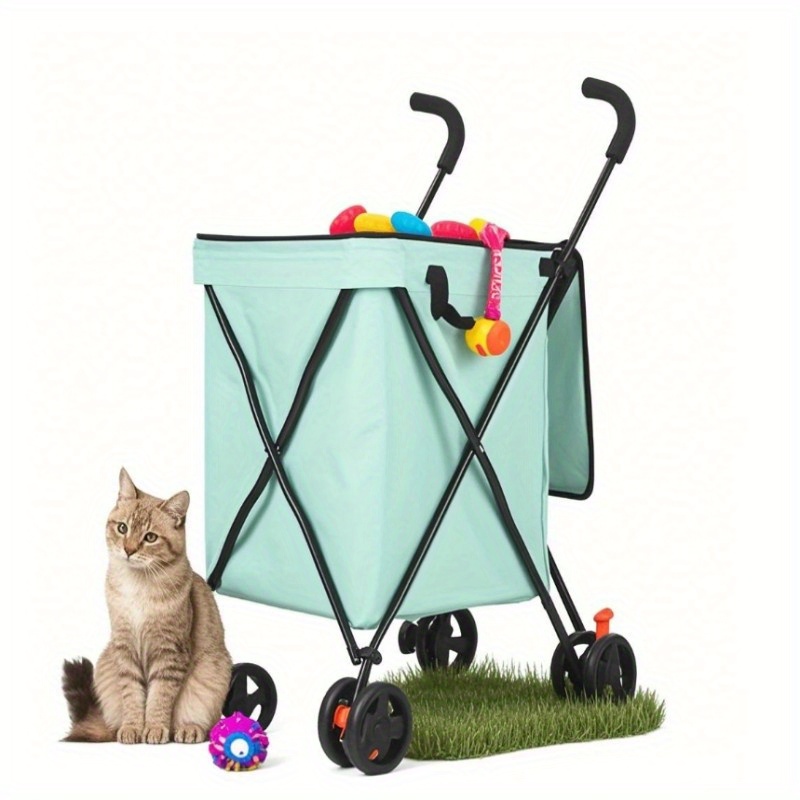 Foldable Cat Stroller - 114x22.5x20cm, Spacious And Comfortable. Lightweight Yet Sturdy, Folding. Top Entry, Quiet Wheels. Perfect For Travel And