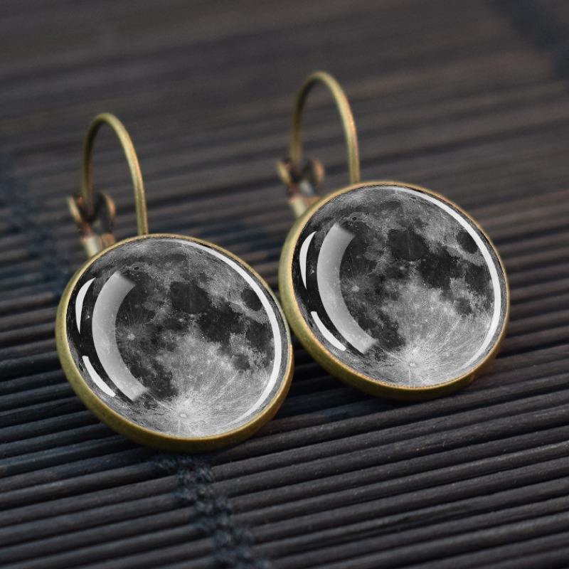 Retro Solar System Earrings Featuring Saturn, Moon, and Earth