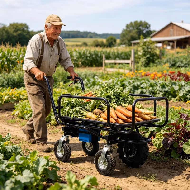 electric transportation cart 24v 350w motor powered utility garden wagon dump cart 265 lbs load capacity with metal handle and 16 yard cart and wagons for lawn Product details 0