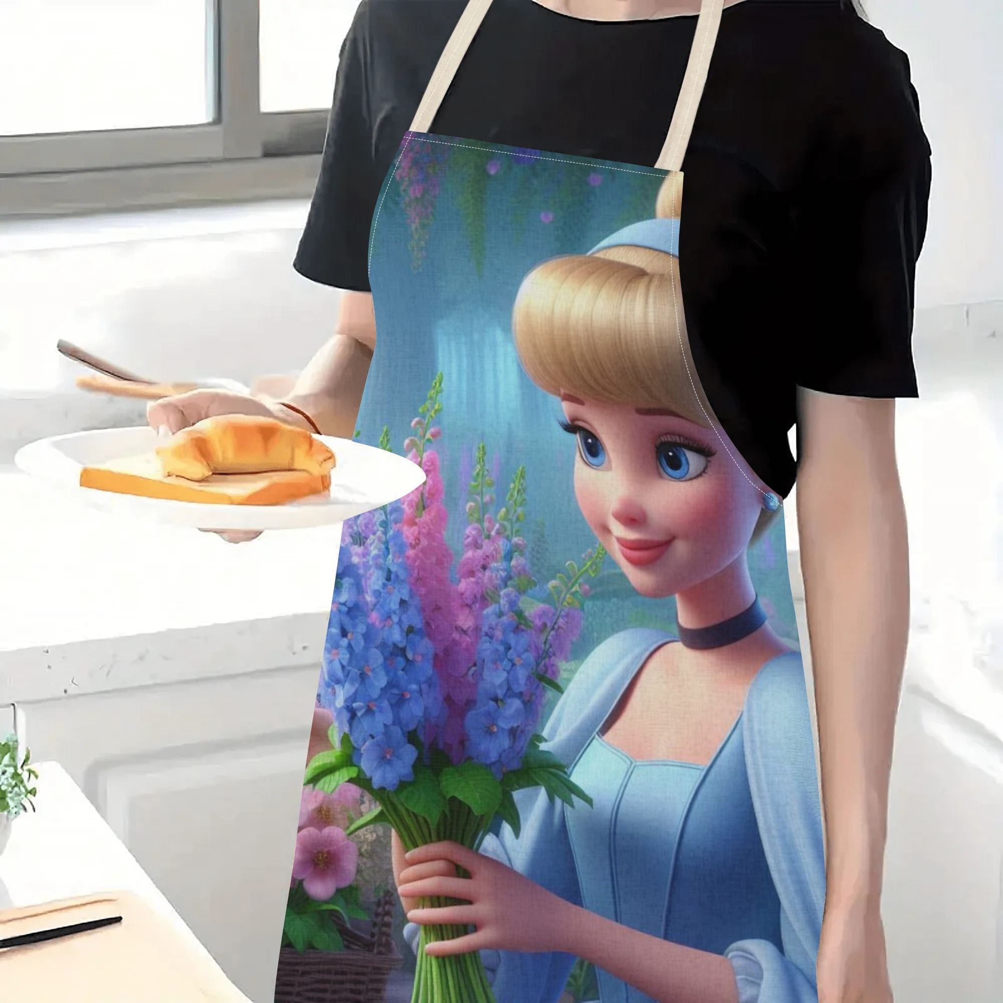 disney   a stylish waterproof apron featuring a cute cartoon design of princess  .   beautiful, fashionable, and simple, making  uitable for hotels, supermarkets, restaurants, fru hops, milk tea stalls, and   home use. details 4