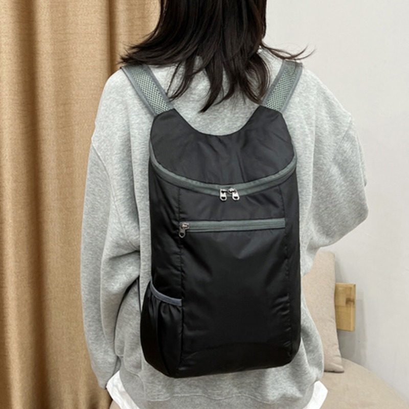 

1pc Black Outdoor Folding Bag, Lightweight Travel Bag, Fitness Sports Backpack Large Capacity Backpack, Travel Backpack
