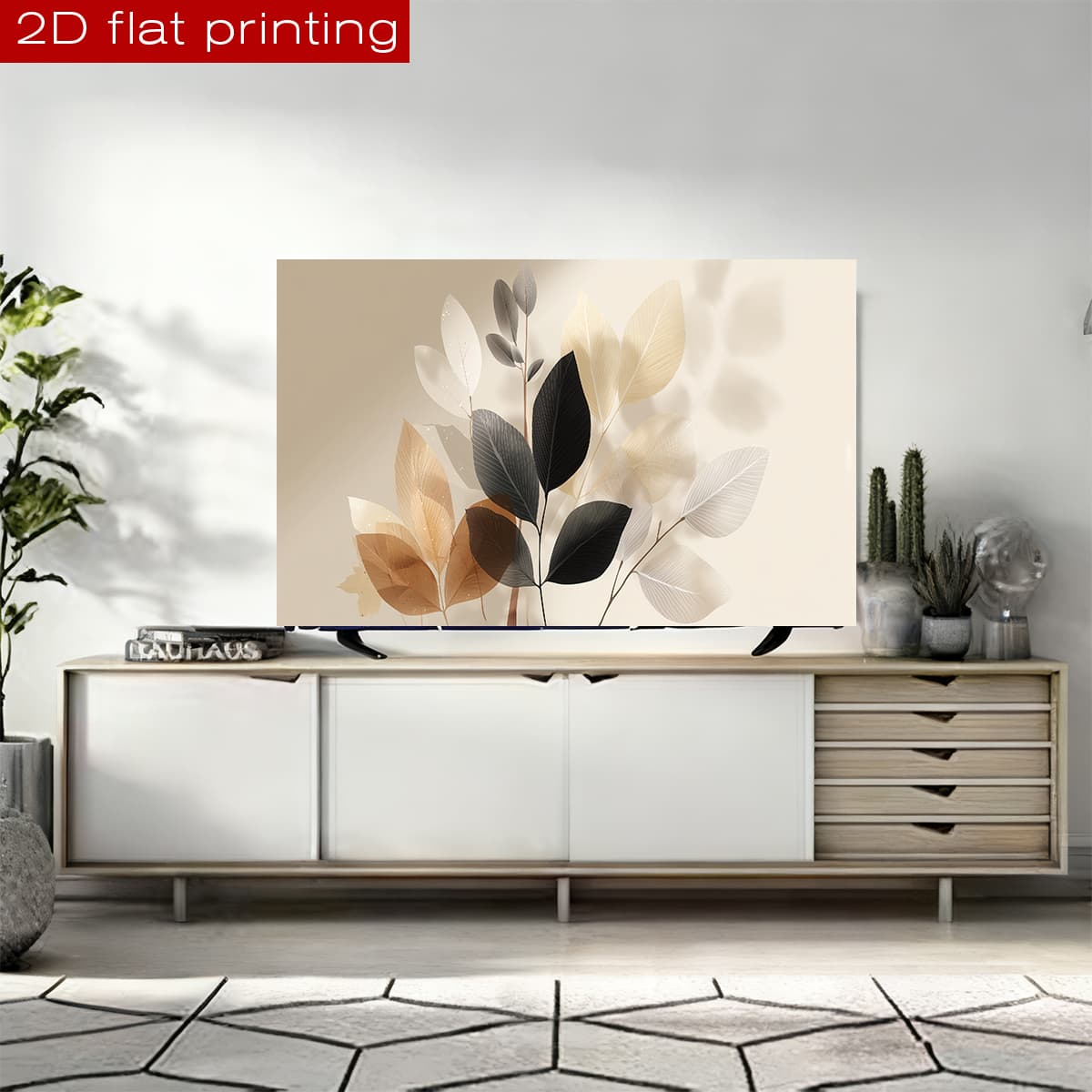 TEMU 2d Flat Minimalist Leaf Print Tv Cover, Lcd Tv Protector, Computer Monitor Protector, Effectively Blocks Dust, Suitable For Computer Monitors,