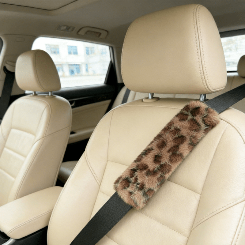 TEMU 【レオパード柄】ス製カーシートベルト用ショルダーパッド。擦れ防止、首の保護に。車内をで快適に。