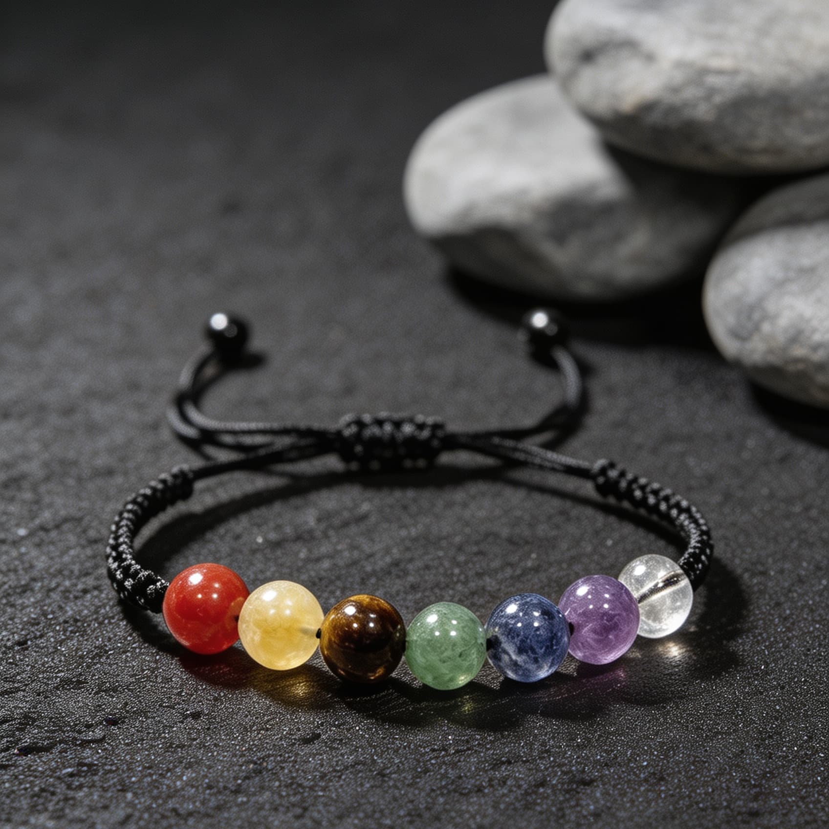 7-Color Chakra Beaded Bracelet, Adjustable for Men & Women