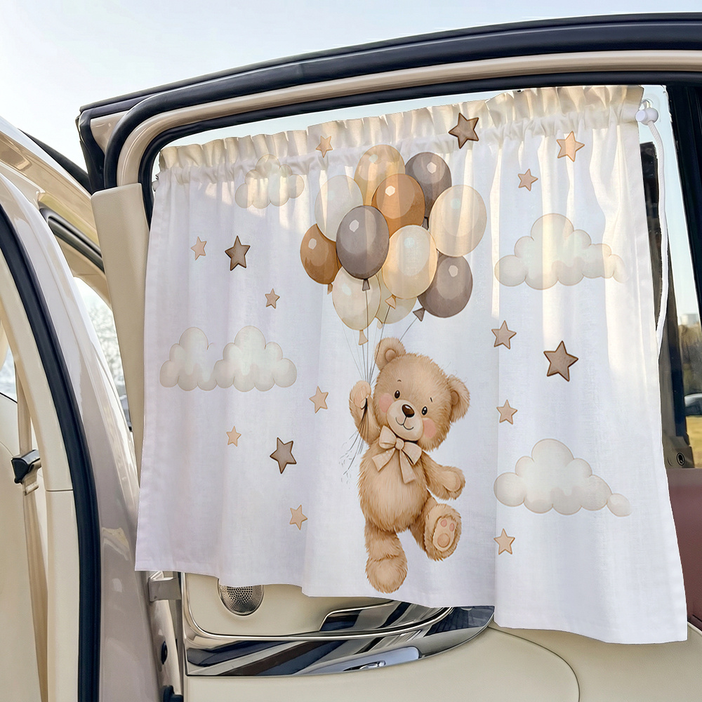 TEMU 1 pare-soleil de voiture, motif de dessin avec ballon, pare-soleil de voiture réglable, rideau de fenêtre intérieure à ventouse, rideau latéral,