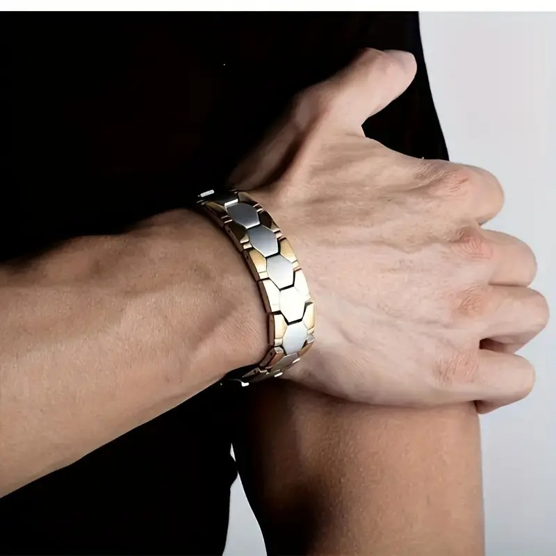 

1pc Men' Alloy Magnetic Bracelet - Energy, Waterproof, - Ideal For & - Perfect Gift For Men