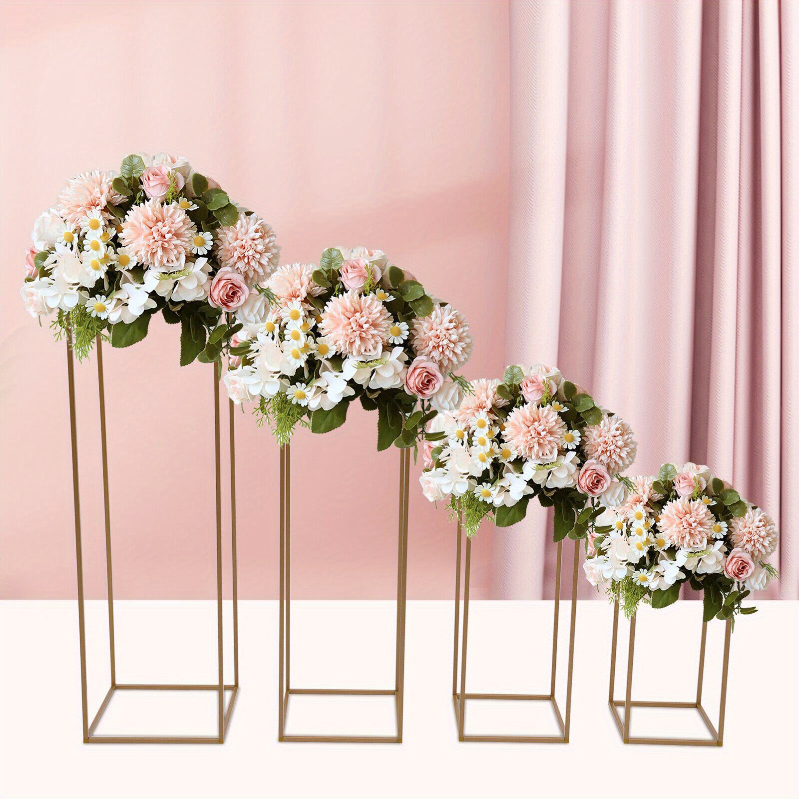 

4pcs Flower Stand, Metal Flower Stand For Wedding Table Centerpieces, For Floral Arrangement, Geometric Flower Vase Stand For Party, Events, Home Decor 40/60/80/100cm Tall