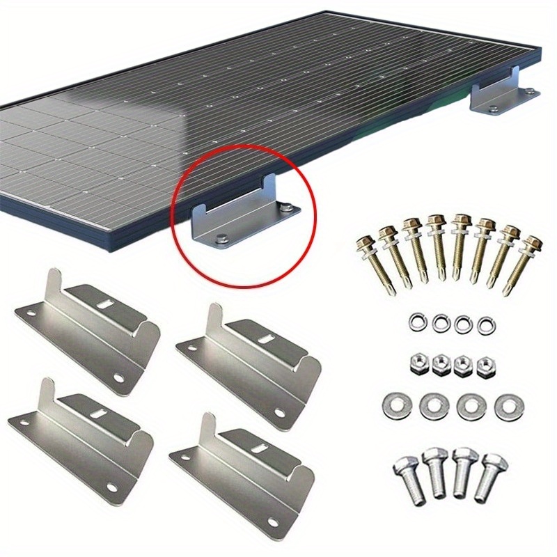TEMU 4pcs Solar Panel Z Mounting Brackets - Sturdy Supports For Rv Boat Solar Installation, Silvery Fixing Bracket Set