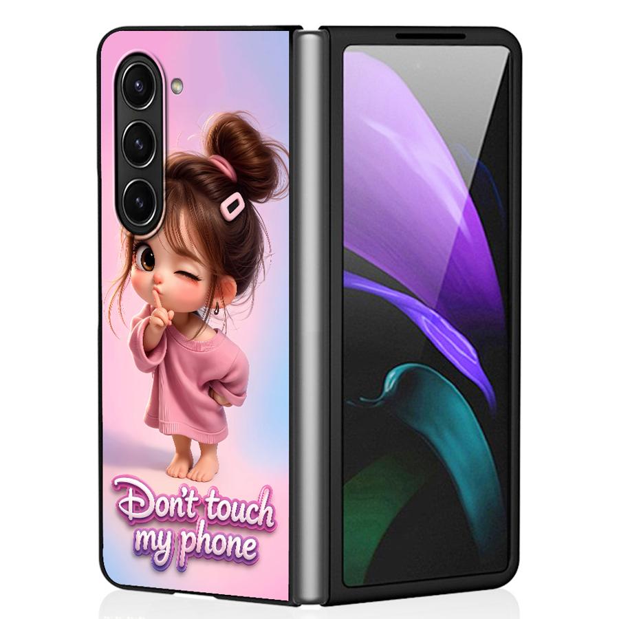 TEMU Phone Case - 2d Flat Back Phone Case Suitable For For Galaxy Z Fold3 Z Fold4 Z Fold 7 6 5 4 3 Z Cartoon Cute Girl