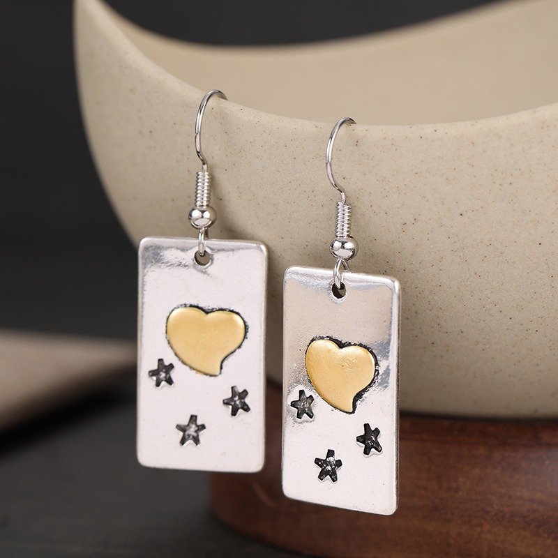 Women's Retro Rectangular Pendant Earrings with Charms