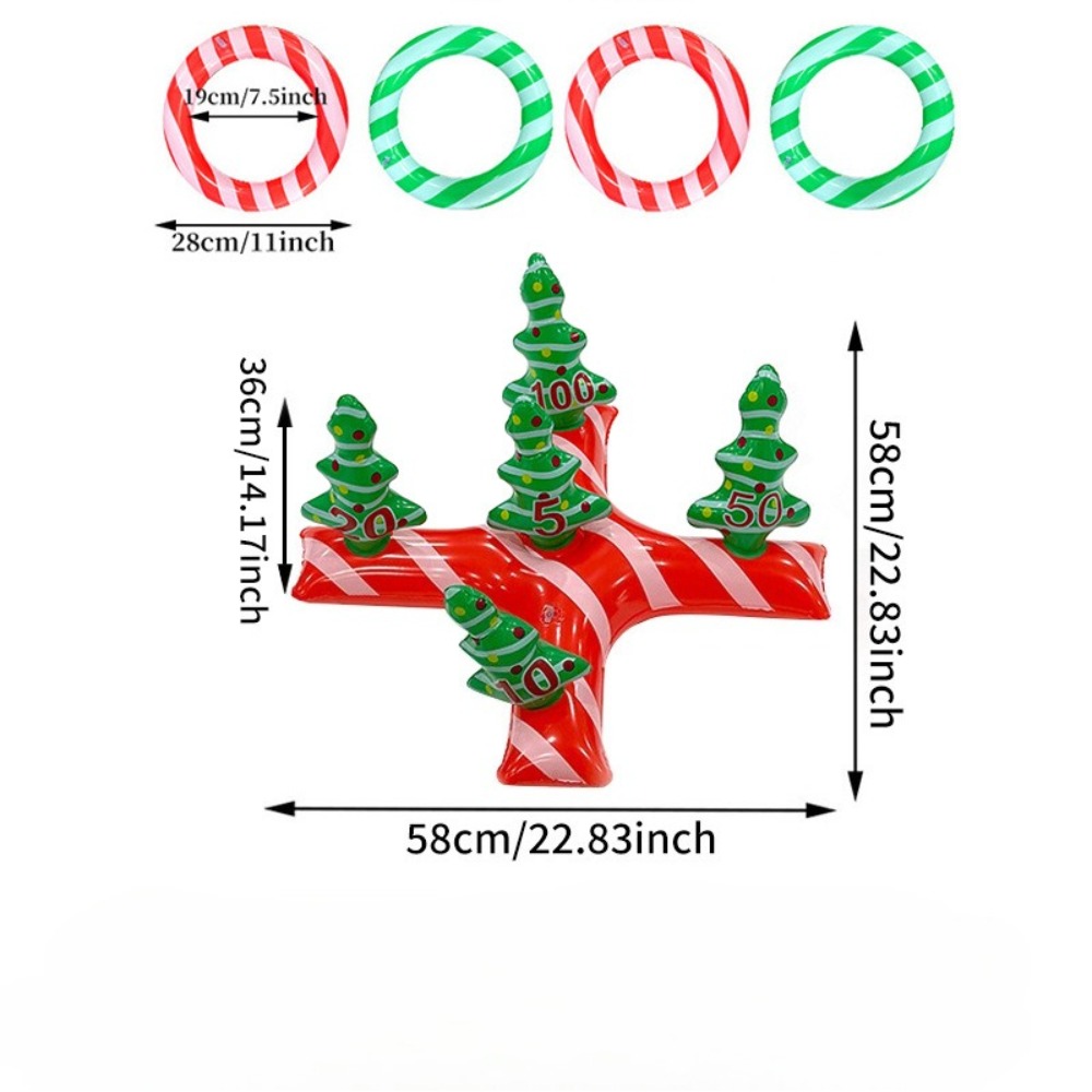 TEMU Jeu de d'anneaux gonflable de Noël avec 5 de Noël marqueurs et 4 anneaux de , jeu de d'anneaux gonflable de 22 pouces de haut pour enfants, jeu