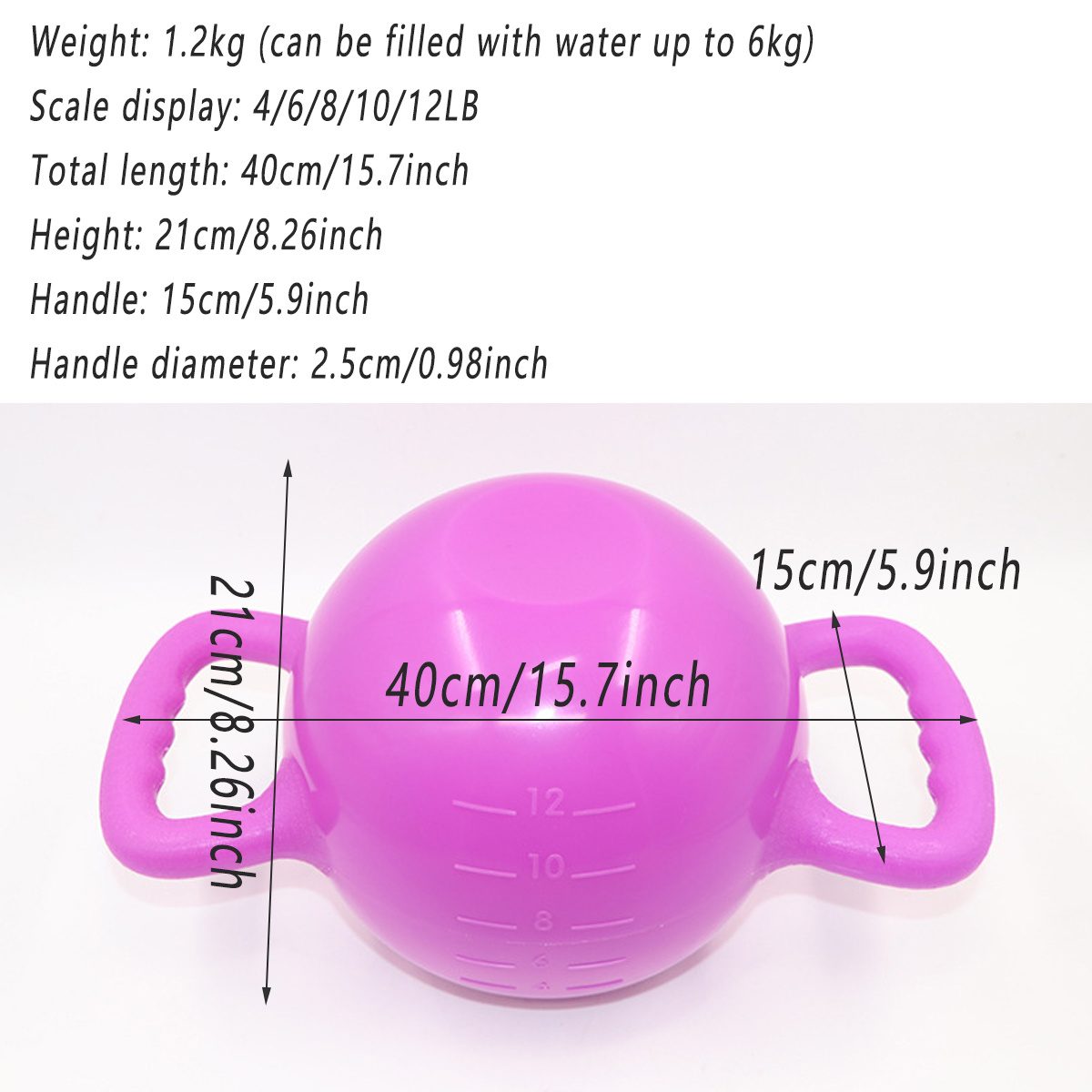 1pc Fitness Kettlebell Water Bottle - 6kg Leak-Proof, Dual-Function Yoga & Exercise Equipment, Durable PE Material, Motivational Workout Tool