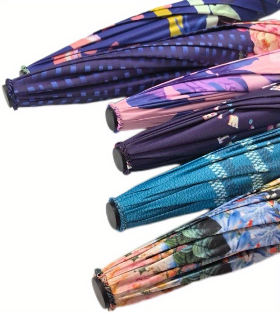 Unique Vacation Umbrella, High-Quality Printed Women's Dual-Purpose Straight Shaft Sun Umbrella, Stylish Photo Umbrella