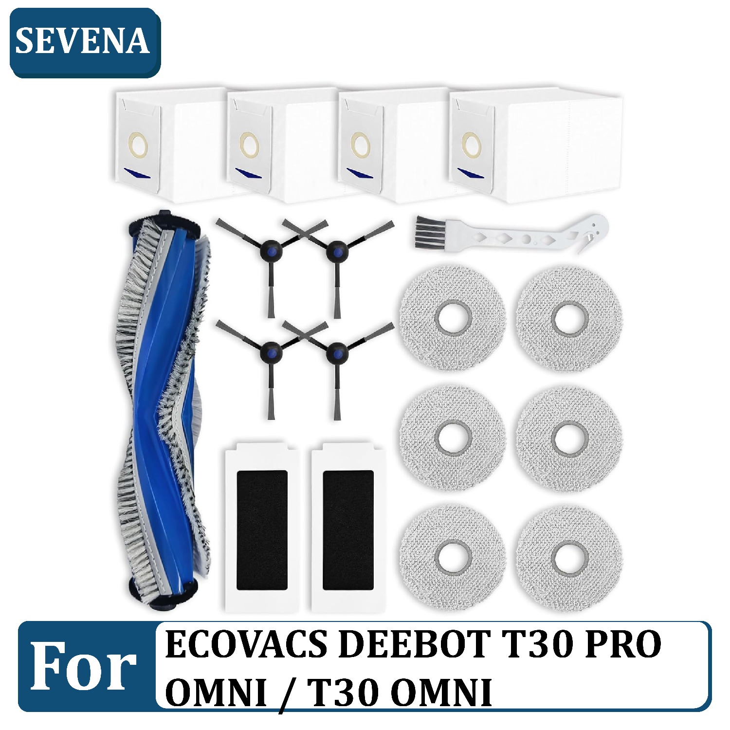 TEMU Compatible For T30 Pro Omni/t30 Omni Replacement Parts - Multi-room Robotic & Mop System With Main Brush, 4 Side Brushes, 2 Filters, 6 Mop