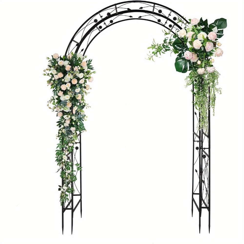 Bonnlo Metal Rose Arch, A Durable And Weather-resistant Trellis From Powder-coated Steel, Ideal For Gardens, Roses, And Plants, Measuring 139.00 X 59.00 X 212.00cm In Black With A ()