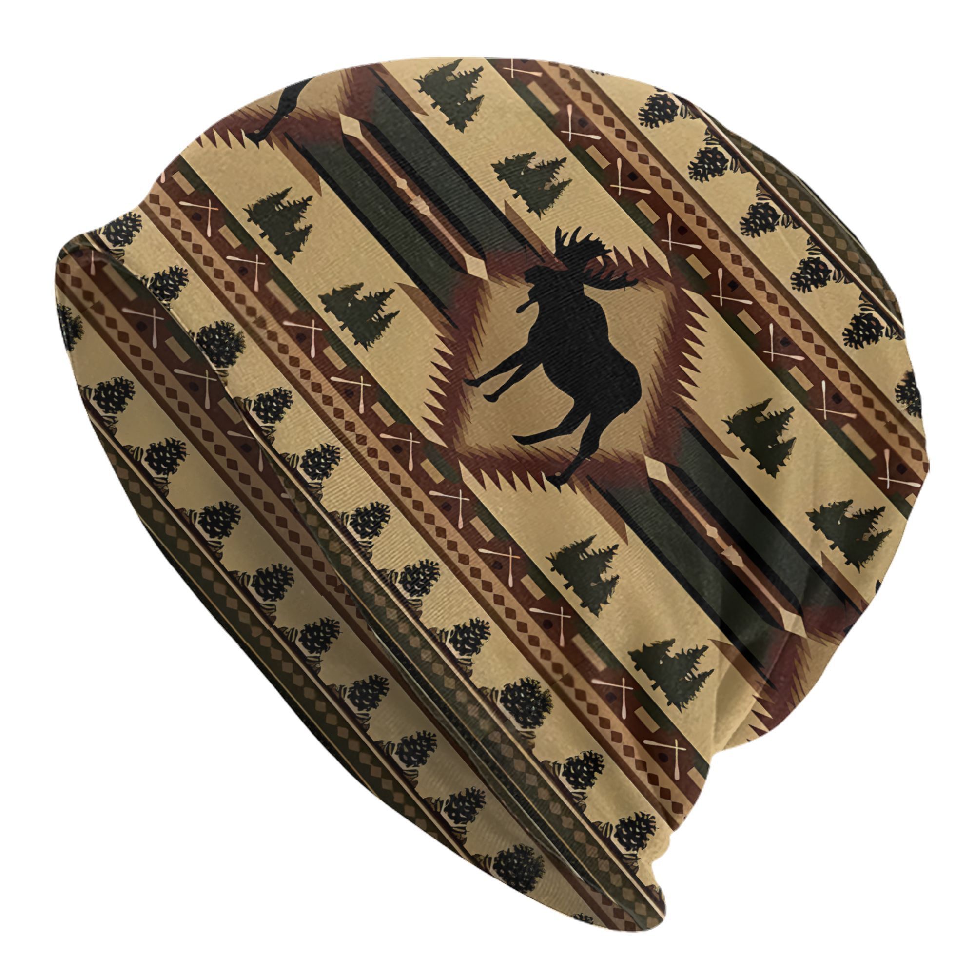 

Elk Pattern Hat, Polyester 95%, Elastane 5%, , Cap For Men