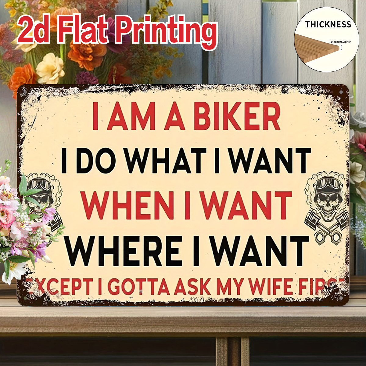 TEMU 2d Flat - 1pc 2d Flat, "i Motorcycle Rider" Vintage Wooden Sign, Rustic Wall Art With And , Perfect For Home, Bar, Kitchen, Garden, Bathroom