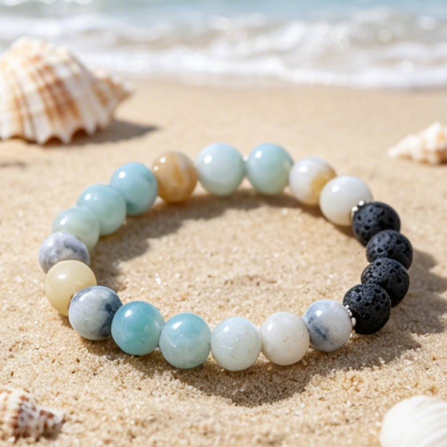 Handcrafted Bohemian Arabic Natural Stone Bead Bracelet, Unisex