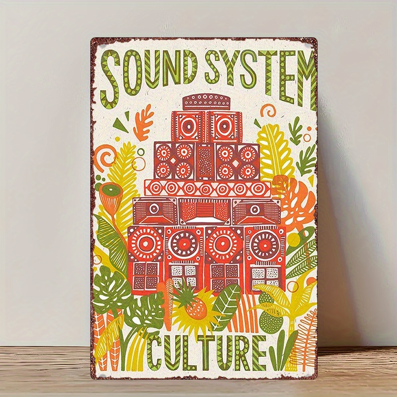 TEMU 2d Flat, 1pc System Metal Wall Art Sign - Decor With Speaker Icons, Dj Equipment & Boombox-themed Decoration - Suitable For Home, Bar, Cafe,