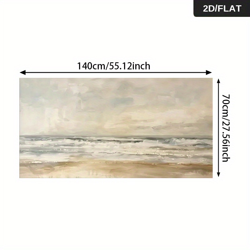 TEMU 2d Flat, 2d Flat, A 2d Flat Canvas Art Piece Measuring 27.56 By 55.12 Inches Or 70 By 140 Centimeters, Featuring A Modern Of Ocean A Day. This