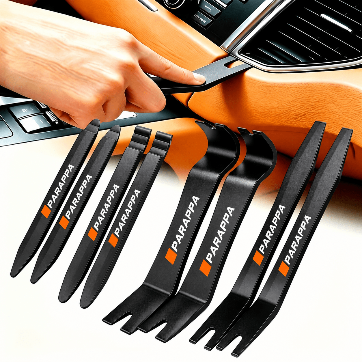 TEMU 8pcs Professional Car Interior Removal Tool Set With Hard Plastic Pry Bars; For Removing Door Panel Fasteners And Clips; Practical Automotive