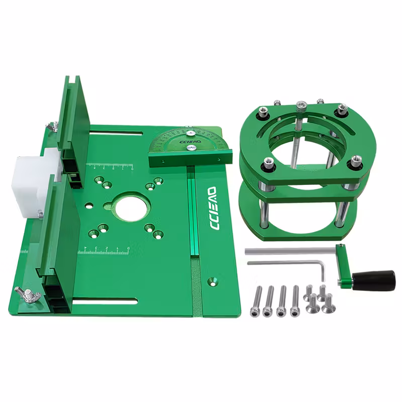 适用于65毫米直径马达的木工翻转板和铣床升降套件 - 铝合金铣床嵌入板带斜角量规和护板 - 工作台修边木工辅助工具 商品详情 6