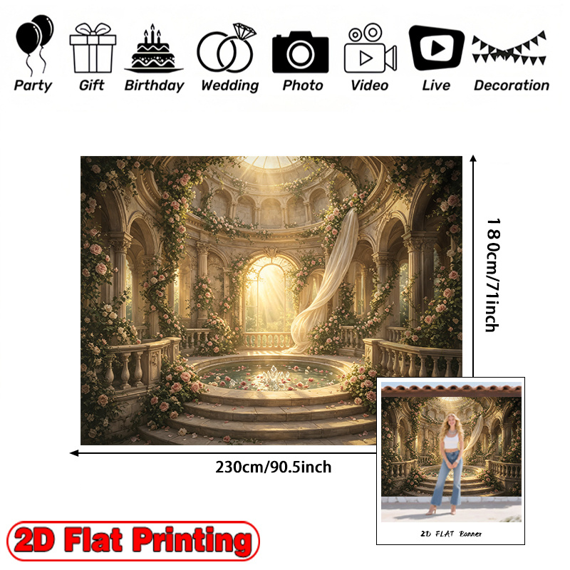 Golden Column Palace Hall Decor Theme Backdrop