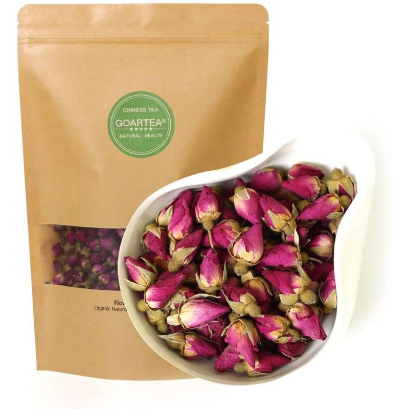 100g/3.5oz Natural Dried Rose Buds - Consumable Red Rose Petals & Buds, Food-Grade Herbal Tea, Allergen-Free Bulk Dried Flowers for Tea, Desserts, Soups, Sauces - Rich Antioxidants & Use