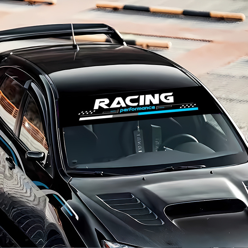 TEMU 1pc Racing Performance Car Windshield Sticker - Universal Front Decor Decal - Scratch Resistant - Vehicle Accessory Car Decal - Sticker