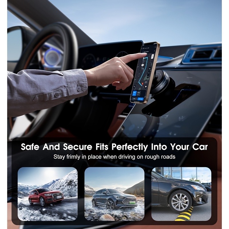 TEMU Vacuum Magnetic Phone Holder | 360 ° Adjustable | Super Suction Magnet | Compatible With Iphone, , And All Smartphones | Car Dashboard Phone