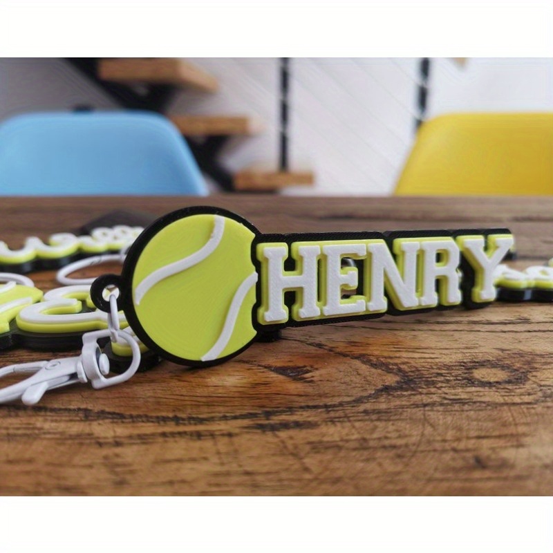 Image of Custom Name Keychains For Tennis, 3d Printed Keyrings For Backpacks And Luggage Tags, Perfect For Team Birthday Gifts