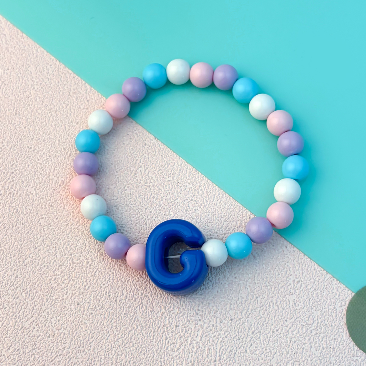Playful Cartoon Macaron Multicolor Letter Elastic Bracelet