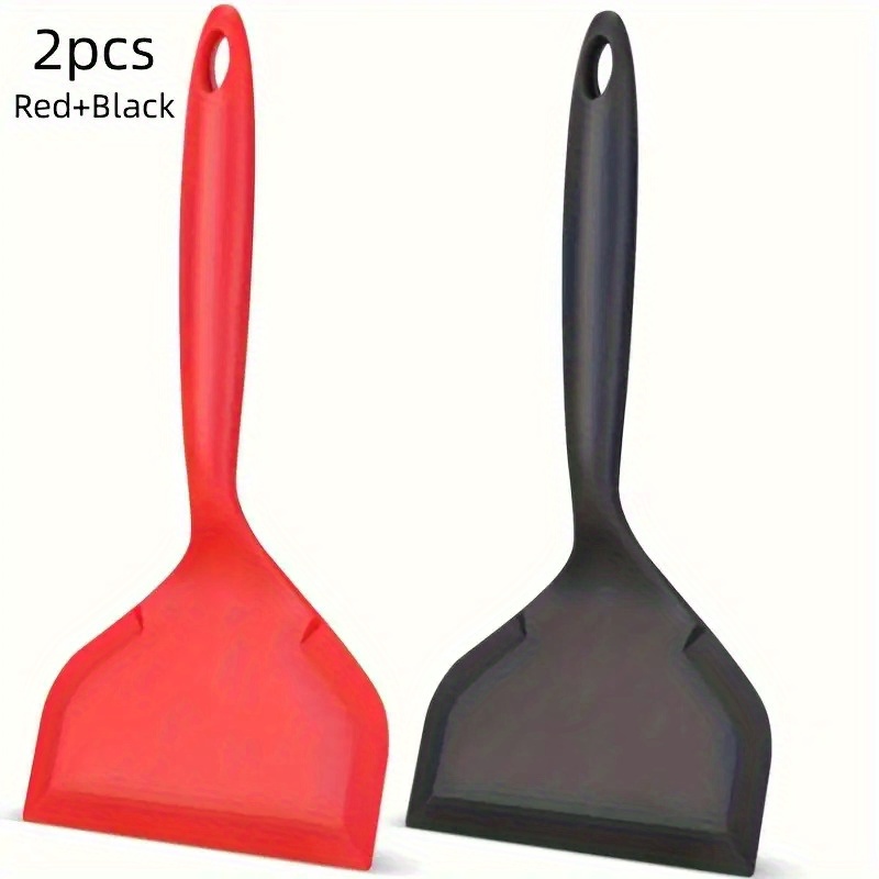 2pcs Wide Silicone Spatula Pan, Heat-resistant Kitchenware, Short-handled Flexible Turner, Suitable For Eggs, Pancakes, Fried Eggs, Fish