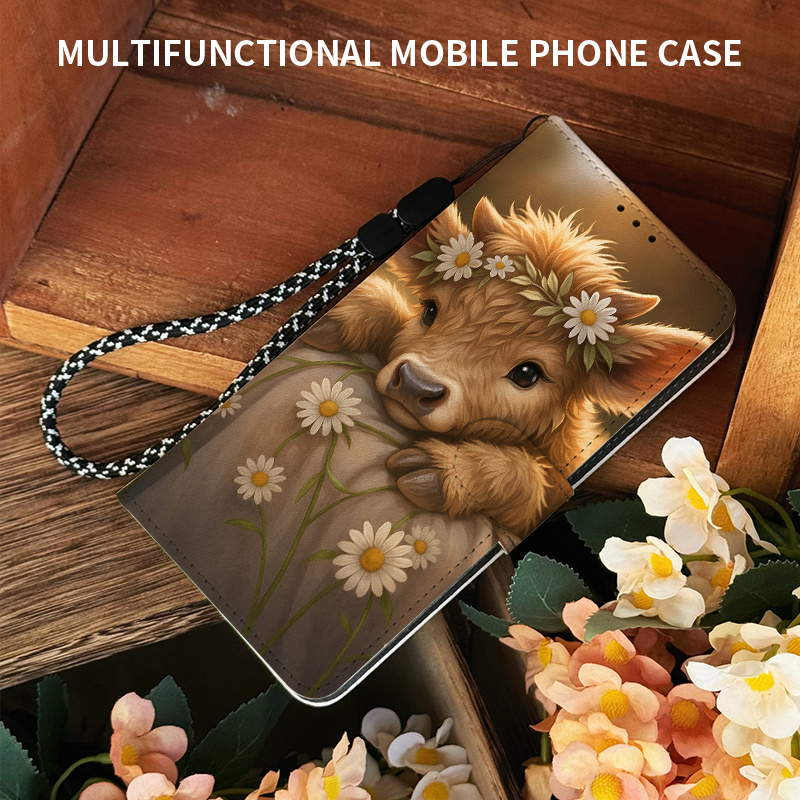 TEMU Phone Case - Animal Pattern Wallet Phone Case. With Card Slot And Hand Rope, Suitable For Galaxy A32/ A32 5g/ A33 5g/ A34 5g/ A35 5g/ A36/ A42