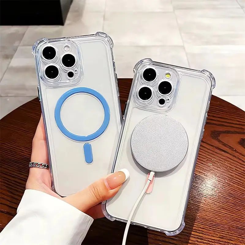 Phone Case - Transparent Magnetic Anti-Drop Four-Corner Phone Case for Iphone 12 13 14 15 16, for Iphone 12 13 14 15 16Pro, for Iphone 12 13 14 15 16Promax, Easy And Convenient Bright Phone Case