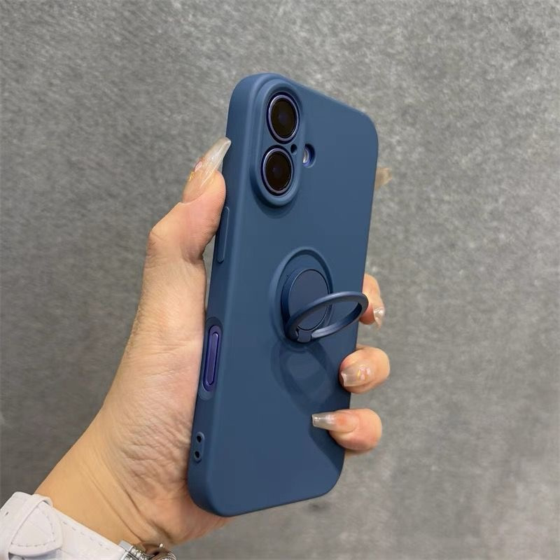 Liquid Silicone Suitable for 16 Phone Cases, Compatible with for iphone 15 Pro Max Ring Stand, Designed for Women, Full Protection Soft Case for 14 Plus, Shockproof for 13, High-end Texture for 12 Minimalist Style, Solid Color Protective Cover