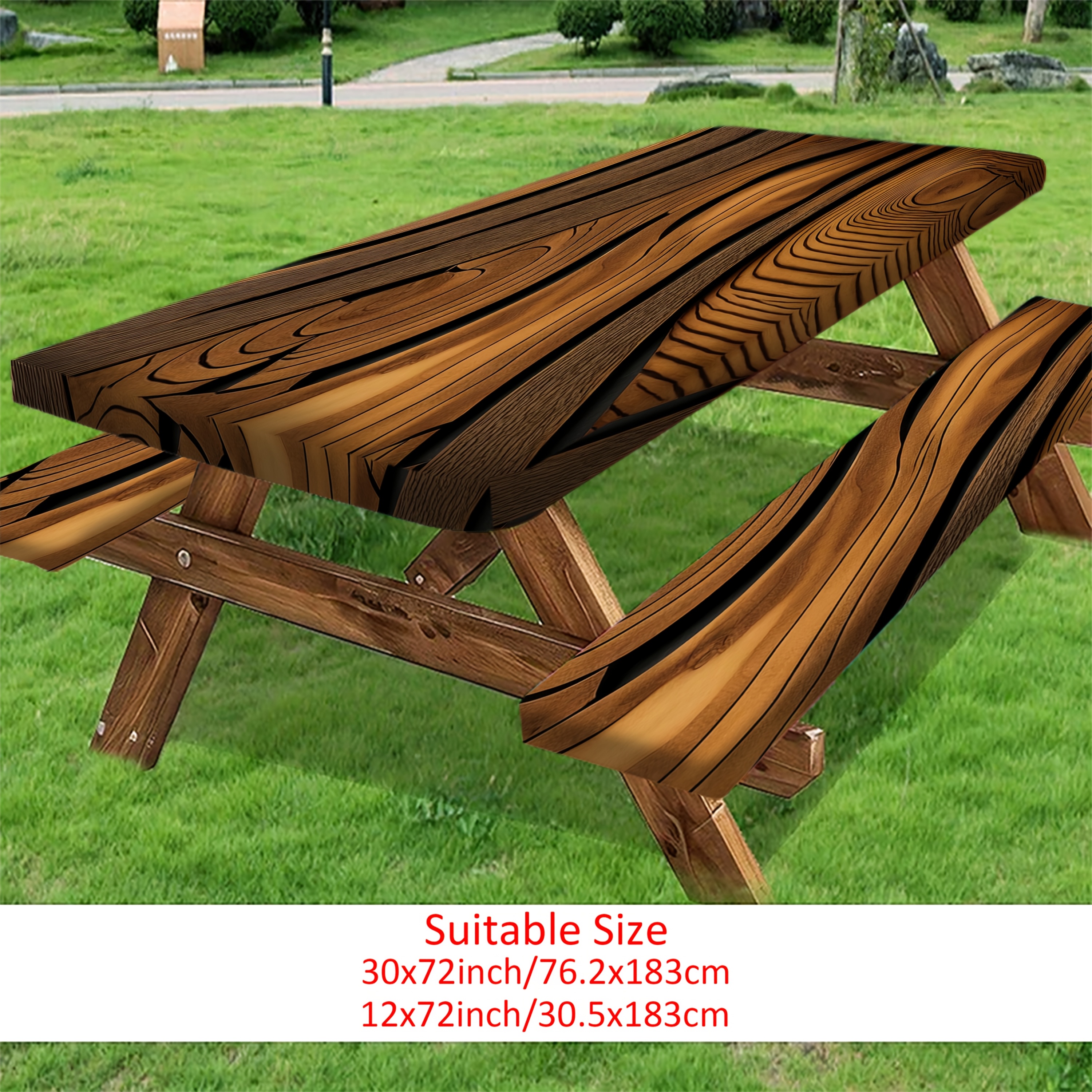 set of 3 camping and   with chairs featuring   grain   square outdoor tablecloth suitable for camping and patio dining essentials made from polyester and machine made
