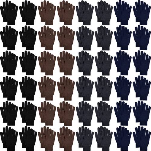 48 pairs winter gloves bulk women colored warm soft gloves pack for men adult winter outdoor travel versatile color