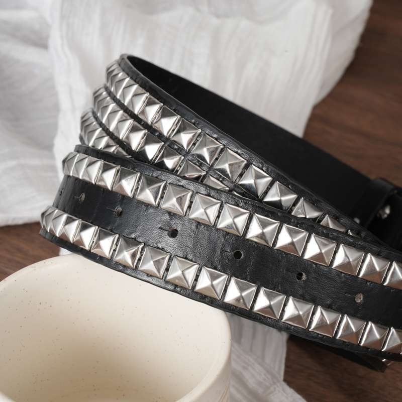 Gothic Flame Letter Buckle Rivet Belt for Men & Women