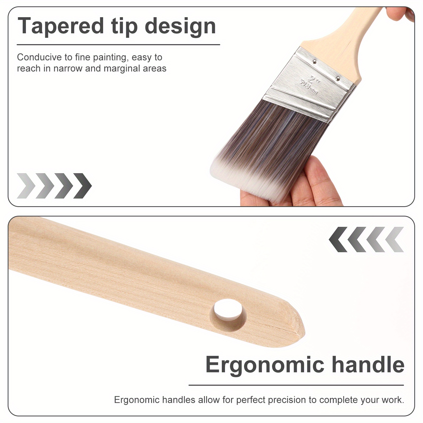 5pcs Professional Angled Sash Brush Set - Thin Soft Bristles, Wood Handle & Stainless Steel Ferrule for Doors, Trim, Furniture & Enamel Paint (3 Sizes)