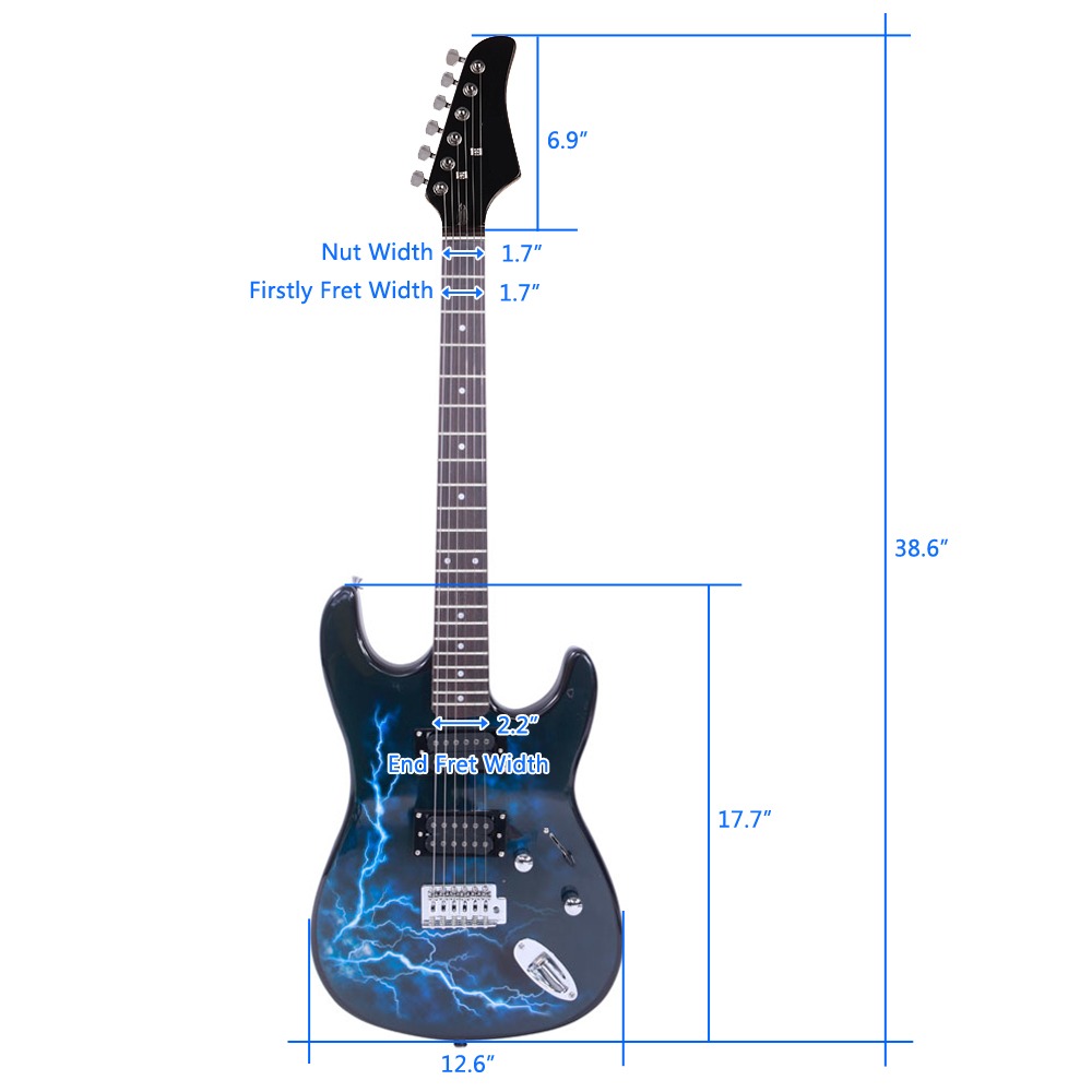 Black & Dark Blue Lightning Style Electric Guitar - Ideal for... product image 2