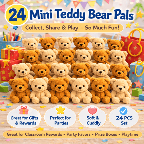 24pcs mini teddy bear bulk small stuffed bear toys for classroom rewards party favors goodie bags prize box fillers desk