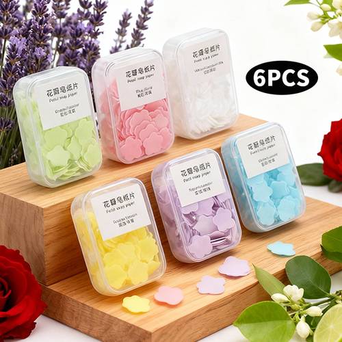 6pcs portable hand soap sheets with 6 scents including and lavender travel outdoor hand washing sheets personal care cleansing soap disposable soap sheets easy to carry for camping use