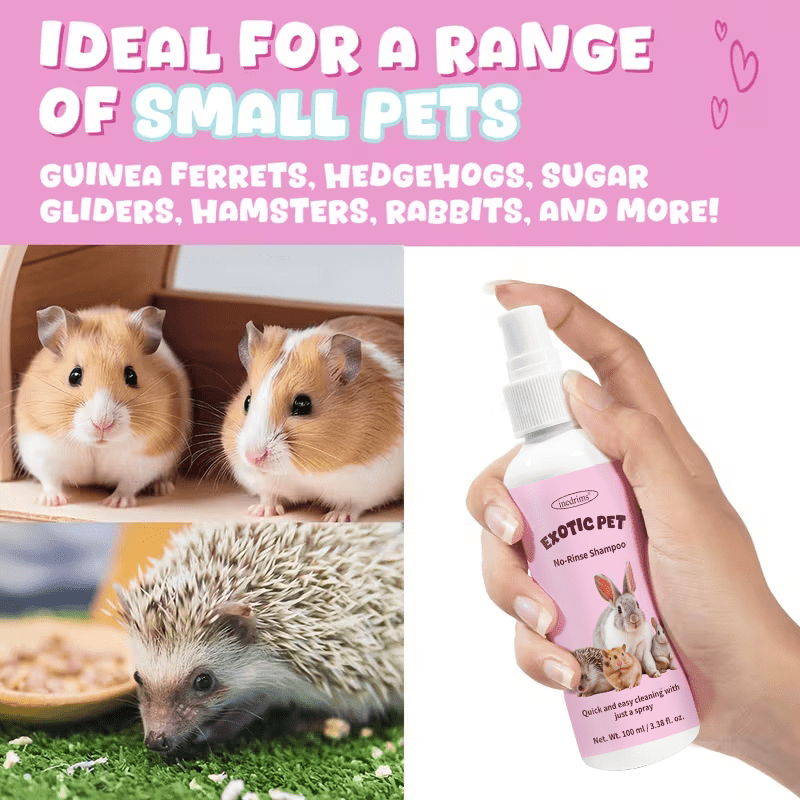 Inedrims 3.38oz No-Rinse Shampoo Suitable for Rabbits, Hamsters, Guinea Pigs, Ferrets, Hedgehogs & Sugar Gliders - Waterless Cleaning Gel with Gentle Plant-Based Formula, Refreshing Fragrance for Small Pets Bath Care, -the- Use