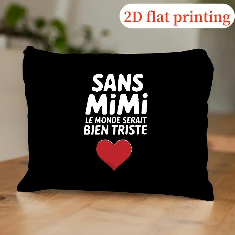 TEMU 1 pièce HQL20260319027 Trousse de maquillage rétro années 80 avec motif cœur Mimi Triste, petit sac imprimé organisateur de maquillage et sac de