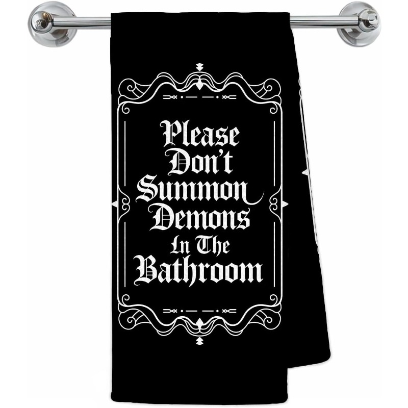 TEMU 1pc 18x26 Inch Dark Academia Gothic Room Hand Towels Funny Halloween Please Do Not Demons Black Decorative Hand Towels For Room Kitchen Towels,