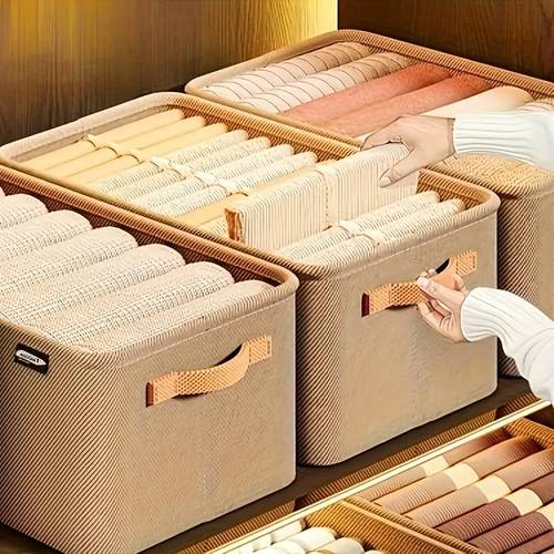 item picture 6pcs foldable storage bins with dual handles clothes and pants organizer for home wardrobe durable and space saving solution under bed storage