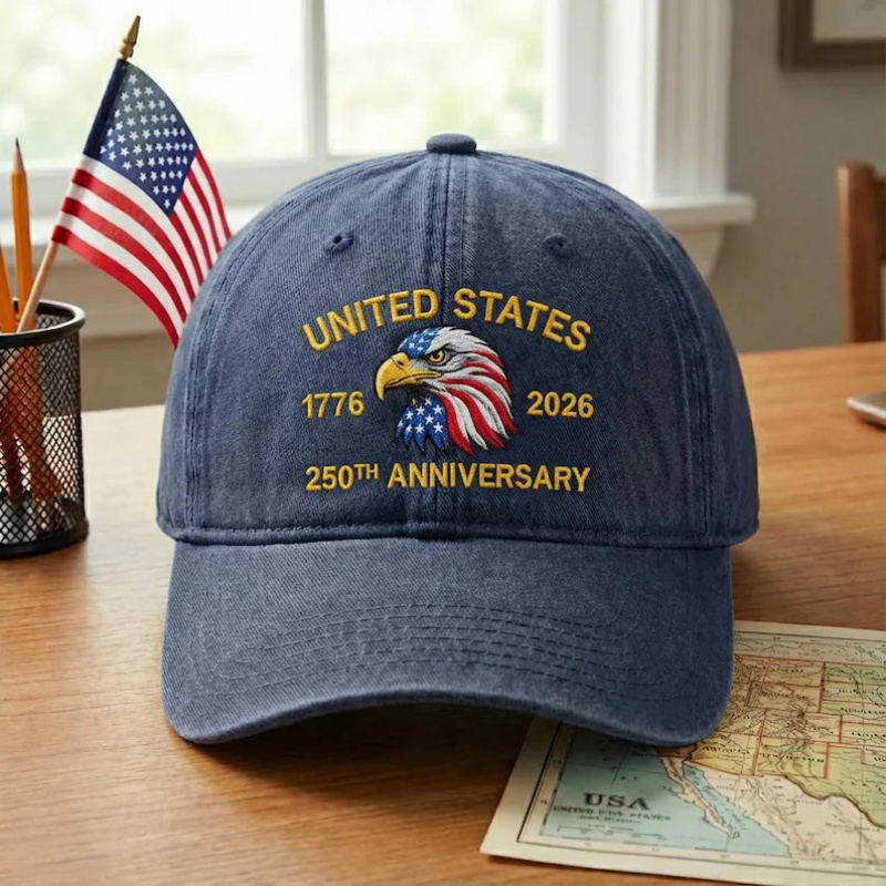 TEMU Vintage Washed Usa Dad For Men And Women, Celebrating The 250th Anniversary Of The United States From 1776 To 2026 With A Patriotic Eagle Design