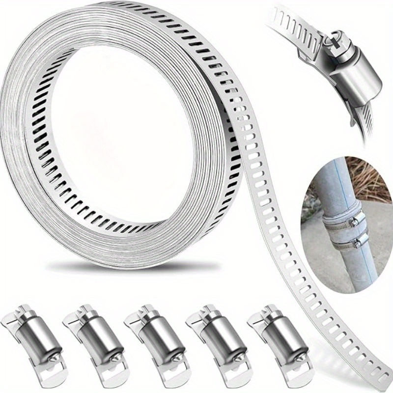 E-shop DIY-Verstellbare Edelstahl-Schneckengetriebe-Gurtklammern-Kit für die Befestigung von Rohren und Automobil-Metallringen - 304 Edelstahl,