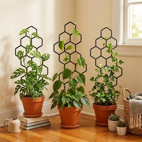 2pcs 38x15cm honeycomb plant climbing frame support for potted vines and flowers space saving indoor outdoor gardening support